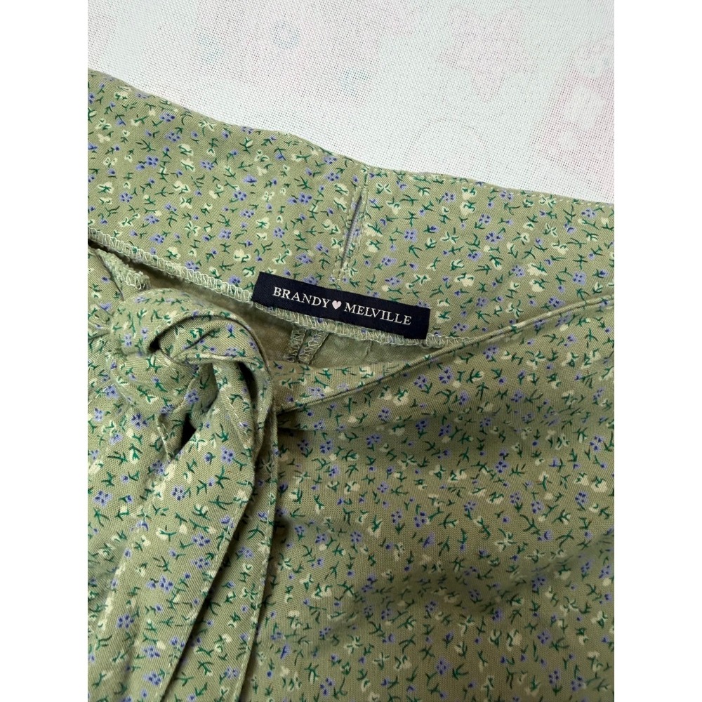 Brandy Melville Green Floral Wrap Mini Skirt Sage Ditsy Flower Coquette MD112 - Picture 3 of 7